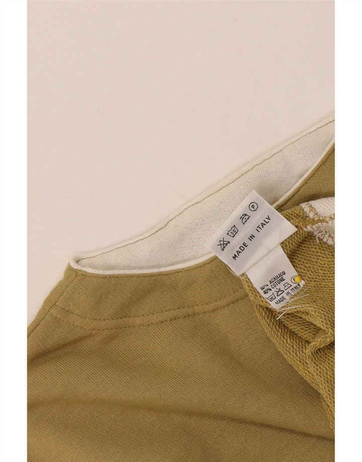 Vintage Womens Oversized Cardigan Sweater UK 14 Medium Khaki Colourblock