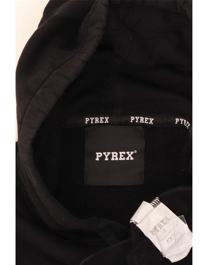 Pyrex Mens Graphic Hoodie Jumper Small Black Cotton