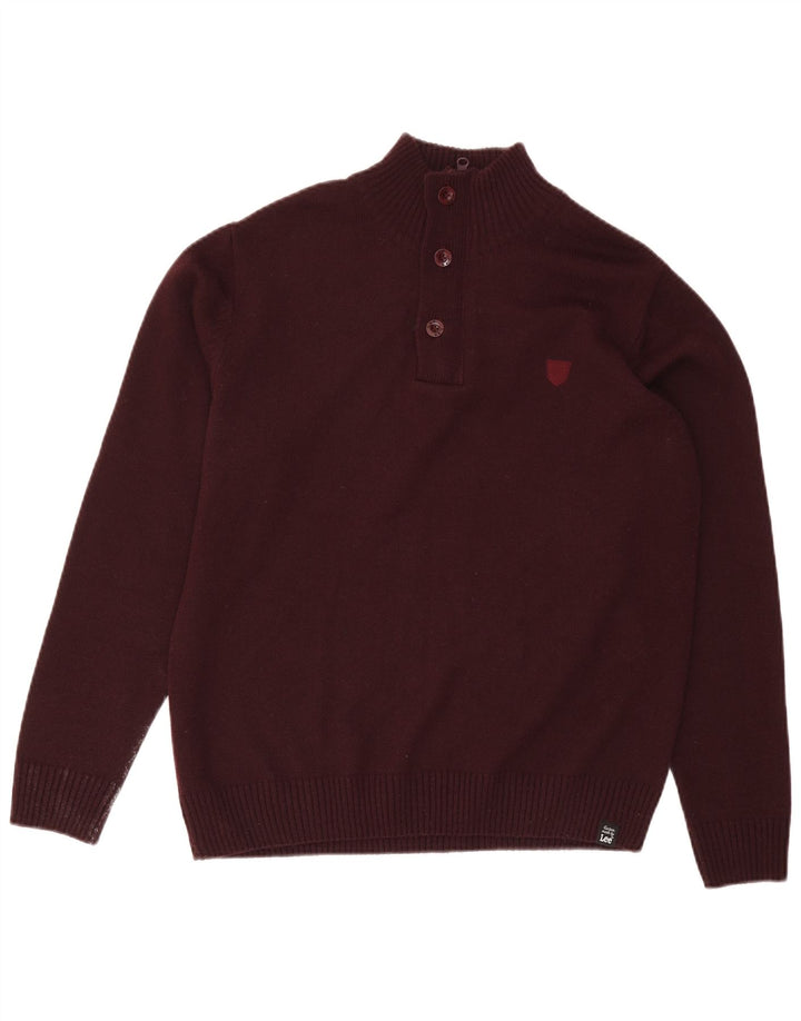 Maglione Lee da uomo con zip e collo grande in lana bordeaux