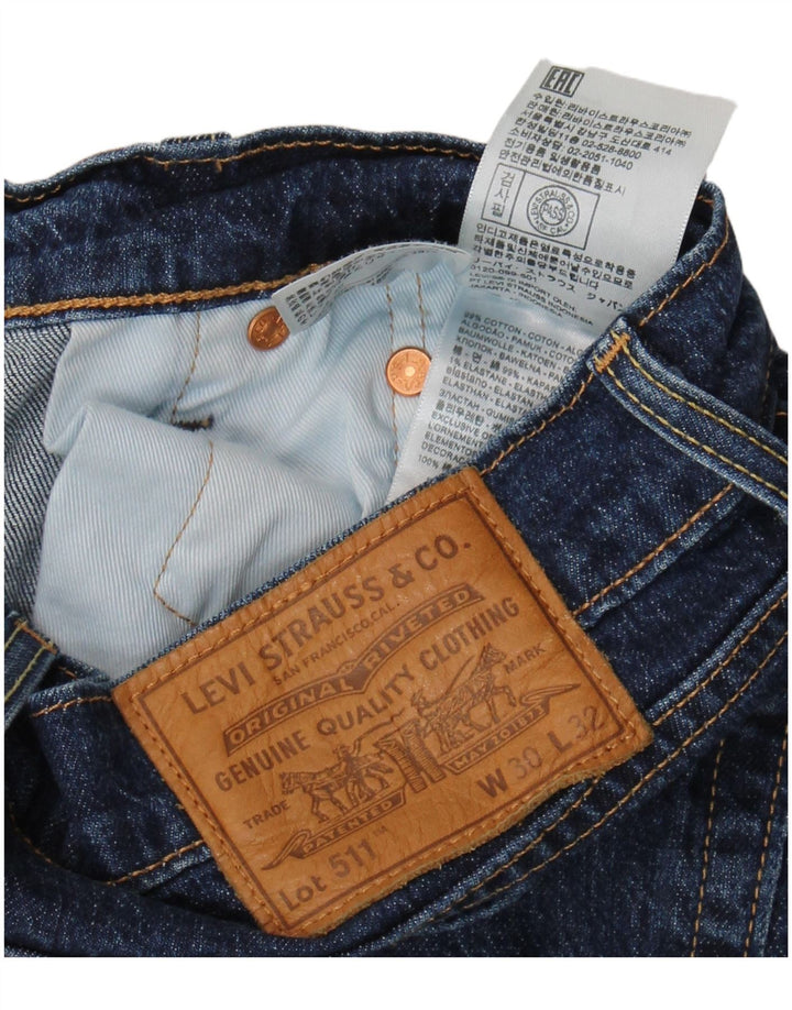 Levi's Womens 511 Slim Jeans W30 L32 Navy Blue Cotton