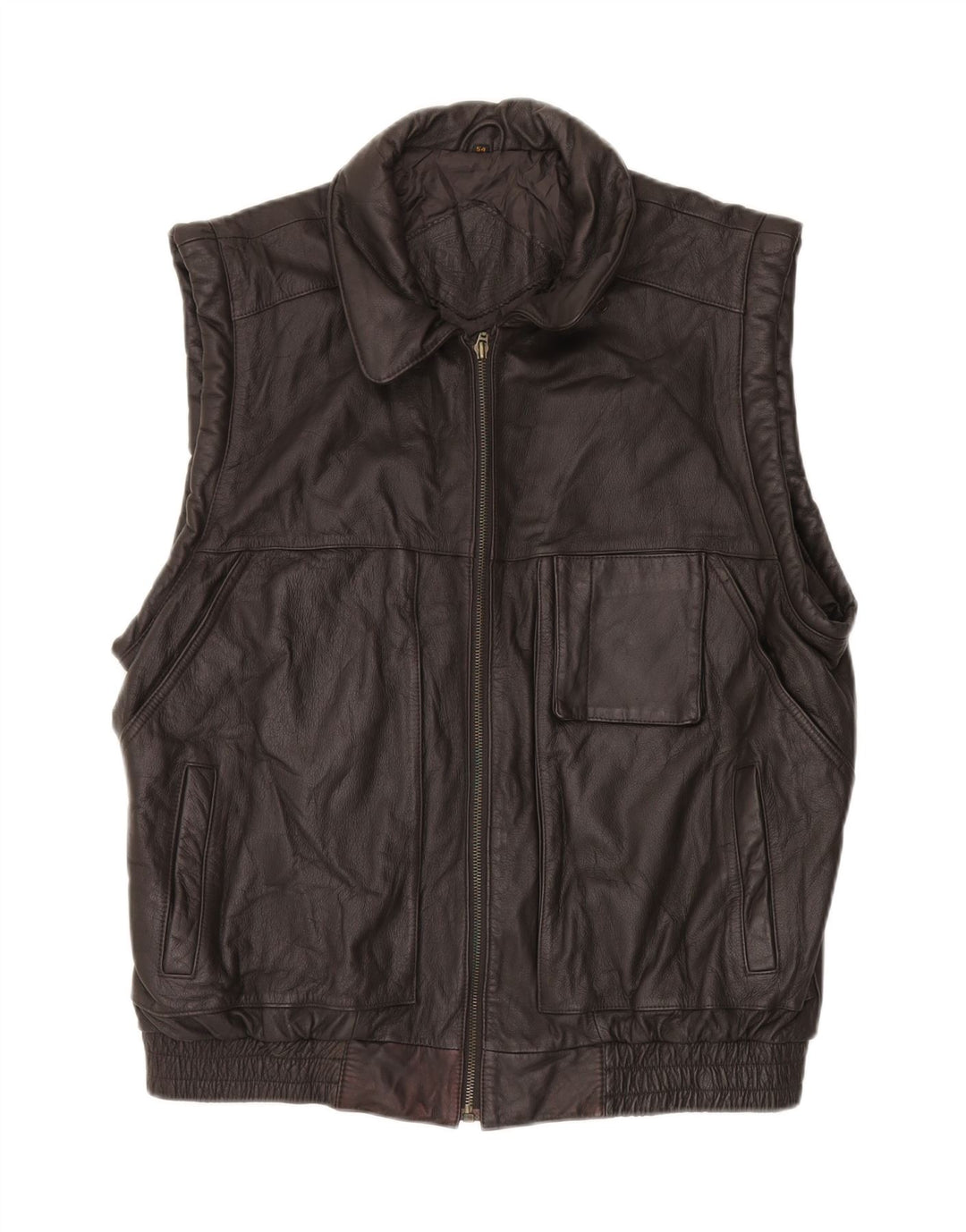 PRINCE Mens Leather Gilet IT 54 2XL Black Leather