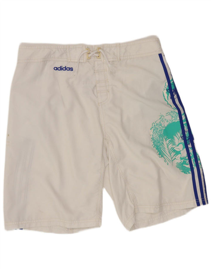 Adidas Mens Graphic Swimming Shorts Medium White Floral Polyester