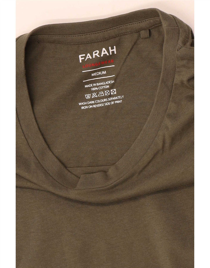 Farah Mens T-Shirt Top Medium Khaki Cotton