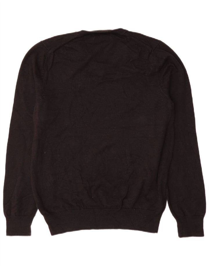 Marks & Spencer Mens V-Neck Jumper Sweater Medium Black Cotton