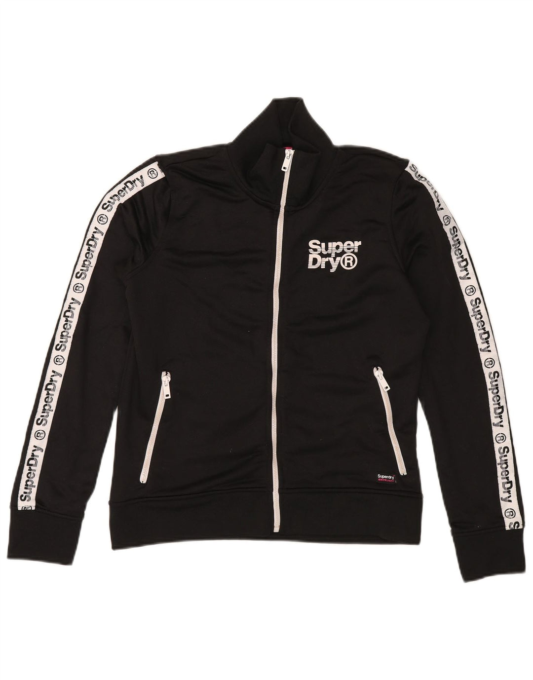 SUPERDRY Damen-Trainingsanzug-Top-Jacke, UK 14, Mittelschwarz, Farbblock