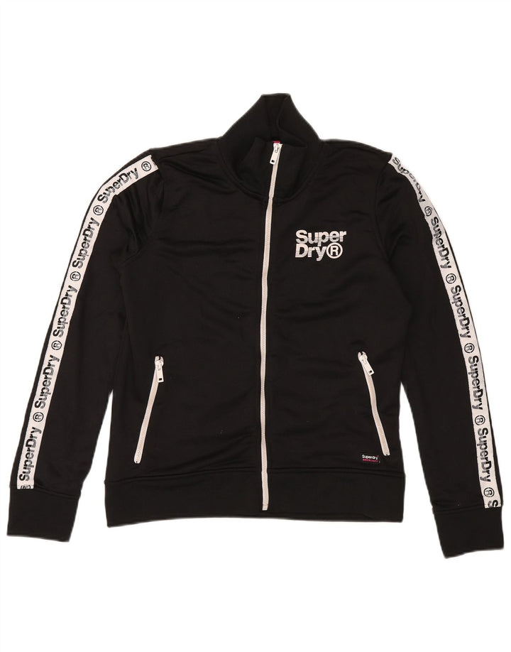 SUPERDRY Damen-Trainingsanzug-Top-Jacke, UK 14, Mittelschwarz, Farbblock