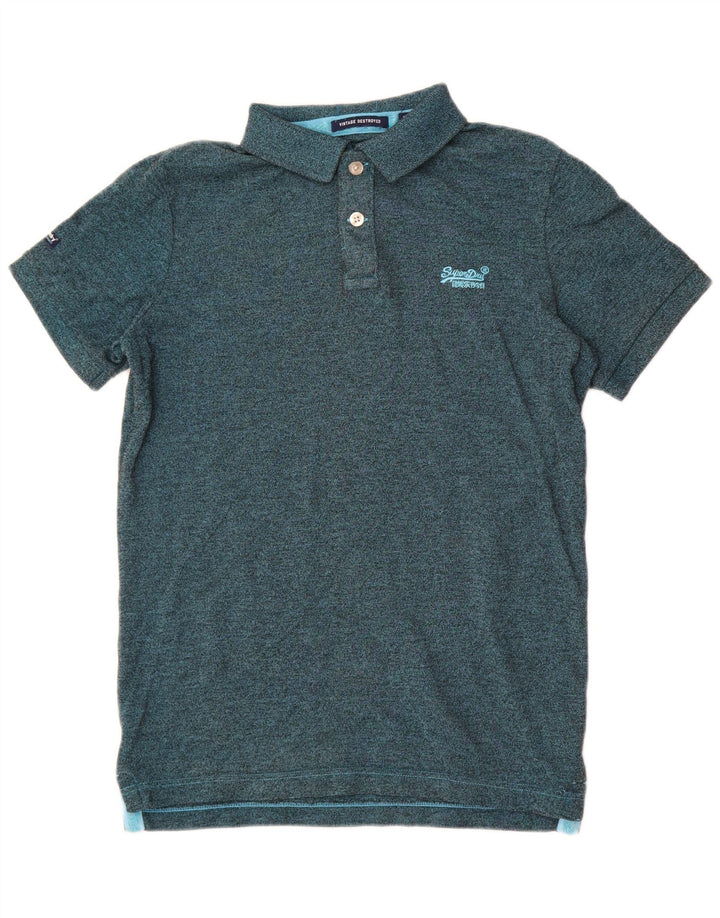 Superdry Poloskjorte til mænd, mellemgrøn flekket polyester