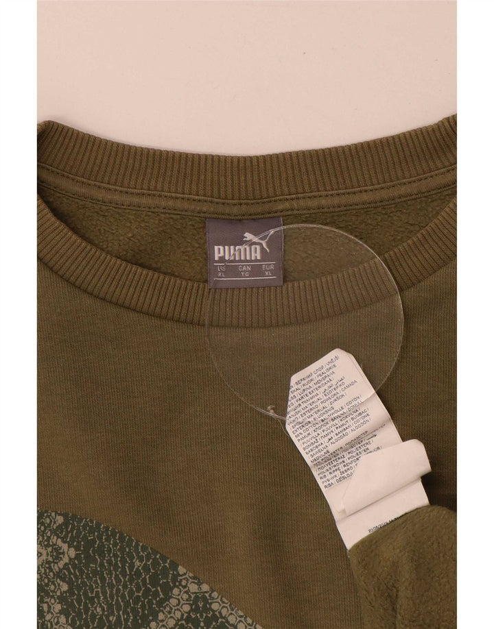 Puma Mens Graphic Sweatshirt Jumper XL Khaki Cotton