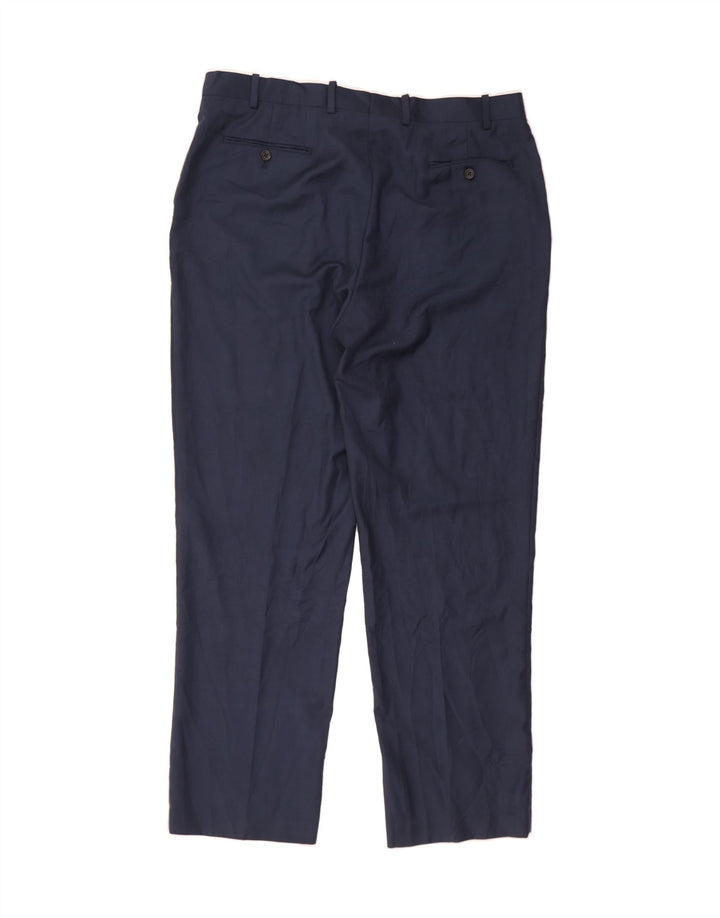 MICHAEL KORS Mens Straight Suit Trousers W38 L32 Navy Blue Polyester Vintage Michael Kors and Second-Hand Michael Kors from Messina Hembry 