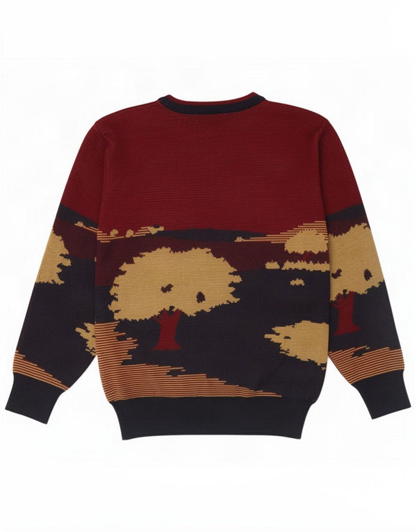 Vintage Mens Golf Graphic Crew Neck Jumper Sweater Petit Bordeaux