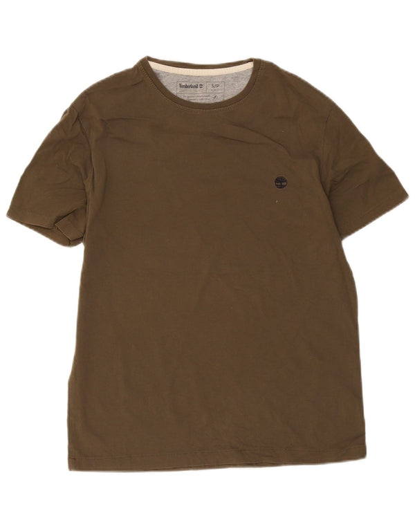 Timberland Mens Slim Fit T-Shirt Top Small Khaki Cotton