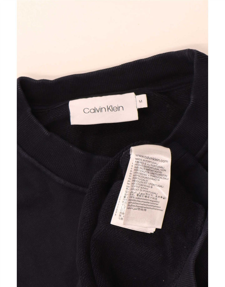 Calvin Klein Mens Graphic Sweatshirt Jumper Medium Navy Blue Colourblock