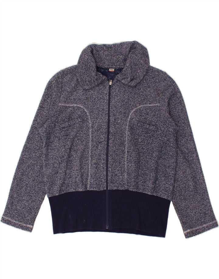 FILA Womens Tracksuit Top Jacket UK 18 XL Navy Blue Flecked Polyester Vintage Fila and Second-Hand Fila from Messina Hembry 