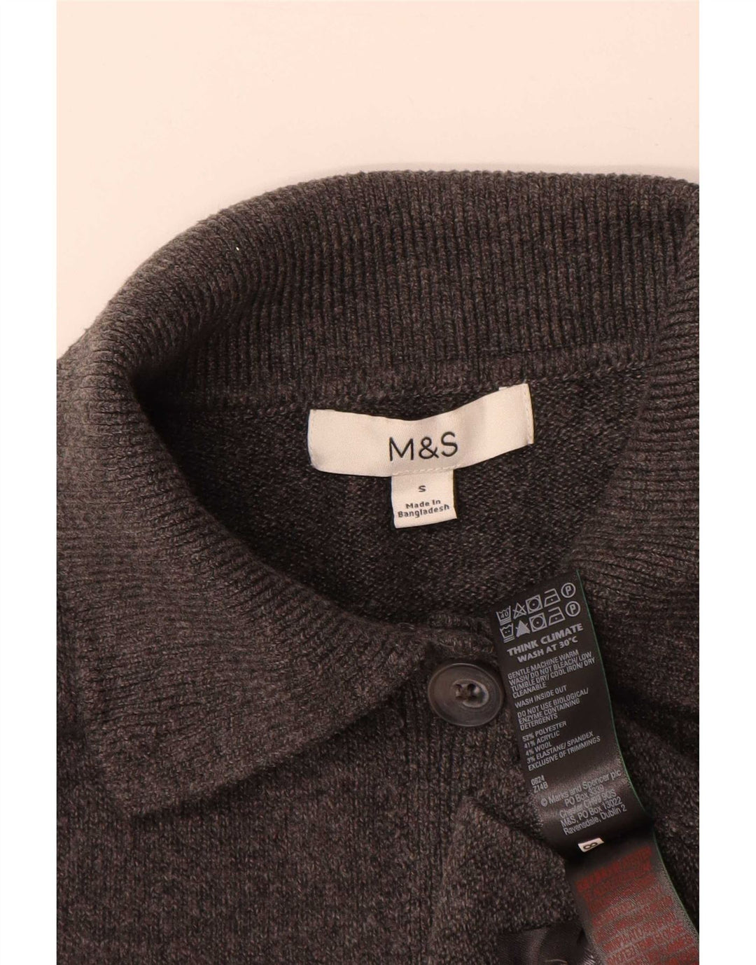 Pulover cardigan pentru femei Marks & Spencer UK 10 Poliester gri mic