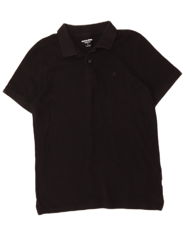 Jack & Jones Mens Polo Shirt Small Black Cotton