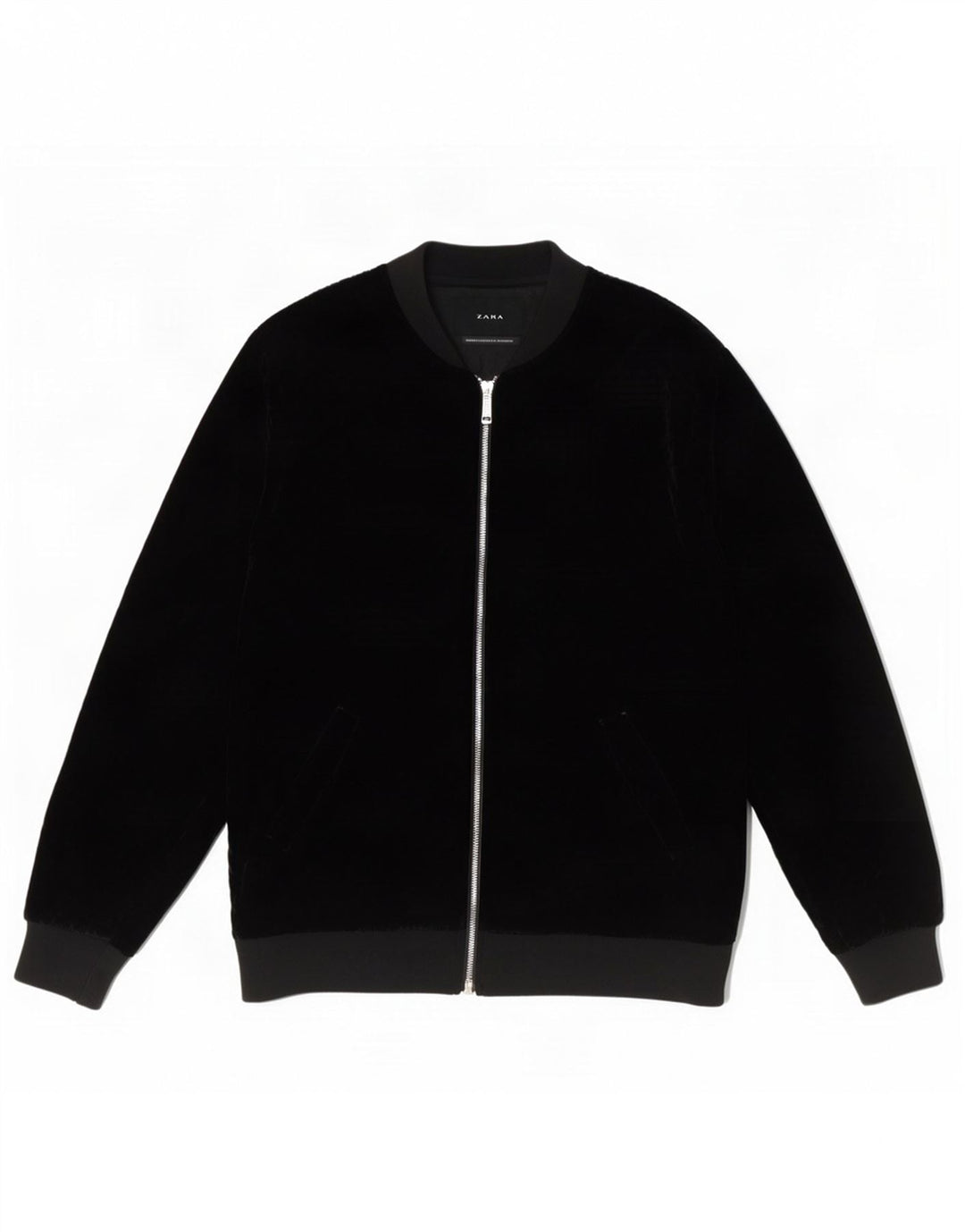 Zara Herre Bomber Jacket UK 40 Large Black Polyester