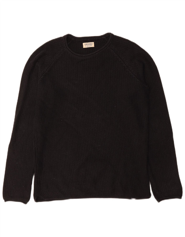 Jack & Jones Herre sweater med rund hals, medium sort bomuld