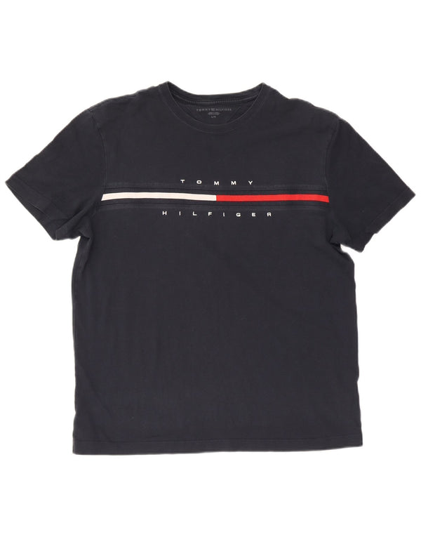 Tommy Hilfiger Mens Graphic T-Shirt Top Large Navy Blue Cotton