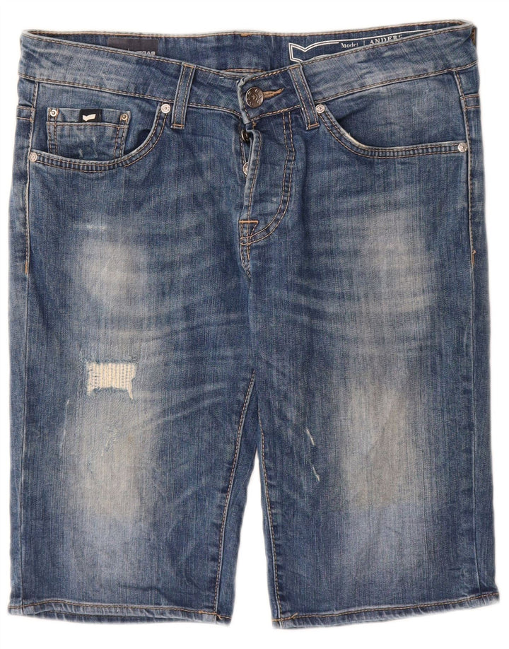 GAS Mens Andrew Denim Shorts W33 Medium Blue Cotton