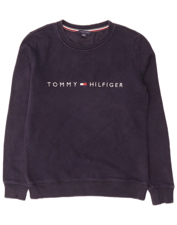 Tommy Hilfiger Mens Graphic Sweatshirt Jumper XS Navy Blue Cotton