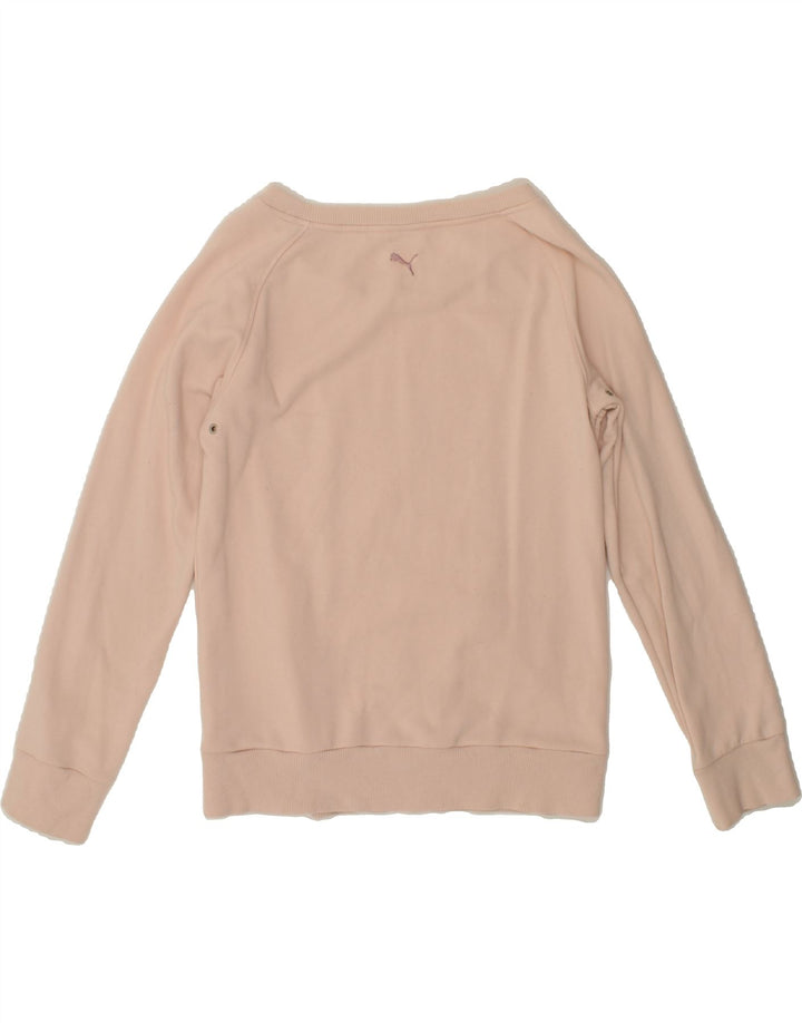 PUMA Womens Graphic Sweatshirt Jumper UK 14 Medium Pink Cotton Vintage Puma and Second-Hand Puma from Messina Hembry 