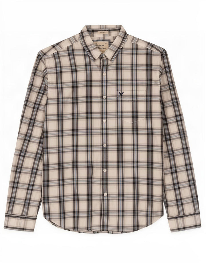 American Eagle Mens Athletic Fit Shirt XL White Check Cotton