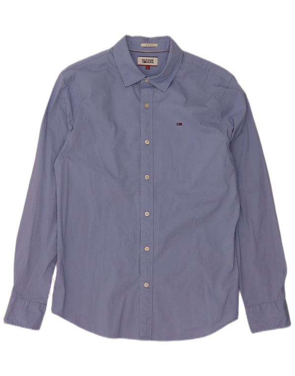 Tommy Hilfiger Mens Slim Fit Shirt Large Blue Cotton
