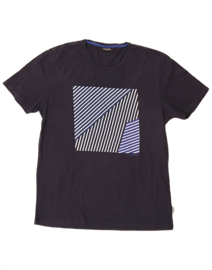 CALVIN KLEIN Herre grafisk T-shirt Top Stor marineblå
