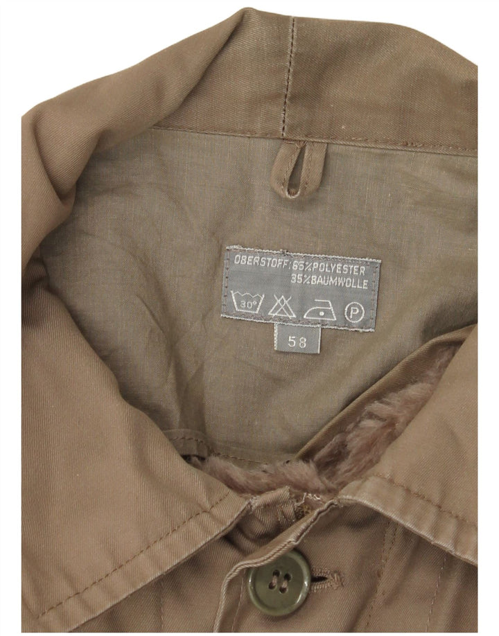 Vintage Mens Sherpa Military Jacket EU 58 4XL Brown Polyester