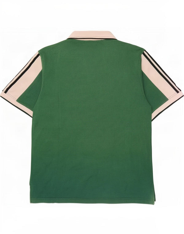 Adidas Mens Polo Shirt UK 42/44 Grande Verde Colorblock Algodão