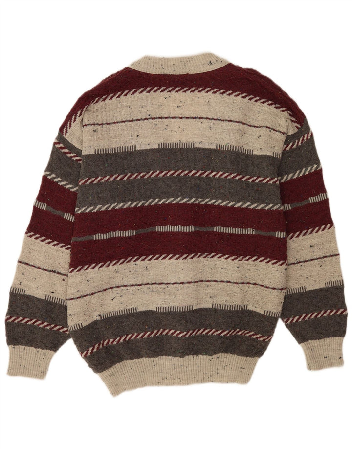 Bizzarro Mens Cardigan Sweater IT 46/48 Small Multicoloured Striped Wool