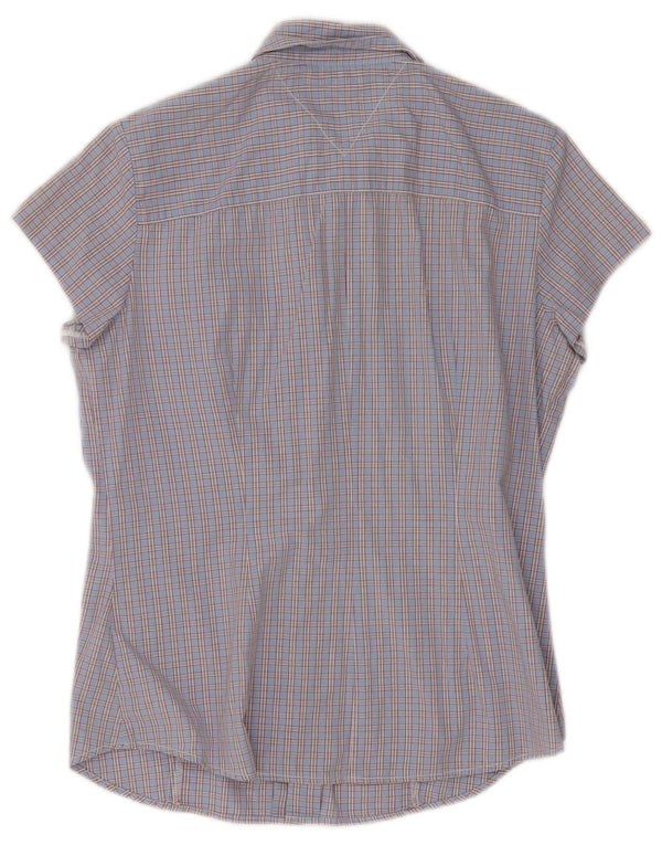 Tommy Hilfiger Chemise à manches courtes pour femme US 6 Bleu moyen à carreaux en coton