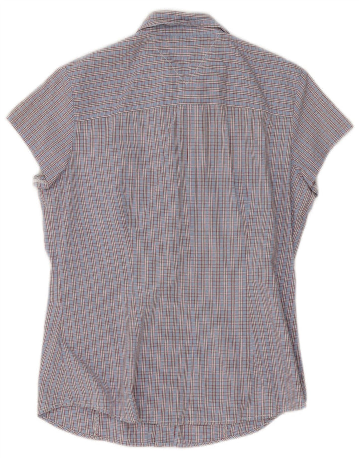 Tommy Hilfiger Chemise à manches courtes pour femme US 6 Bleu moyen à carreaux en coton