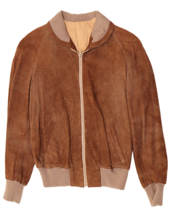 Giubbotto bomber vintage in pelle scamosciata da uomo IT 48 in pelle marrone medio