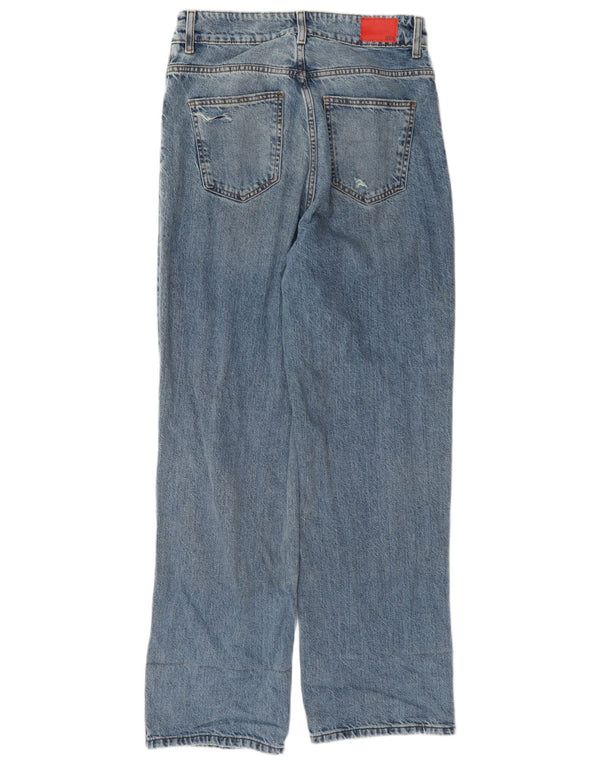 Jeans dritti effetto consumato a vita alta da donna Zara EU 40 medio W30 L31 blu