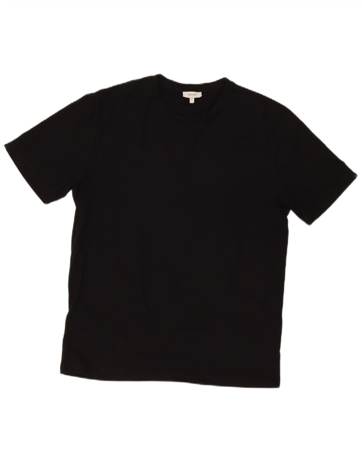 Reiss Mens T-Shirt Top Large Black Polyester
