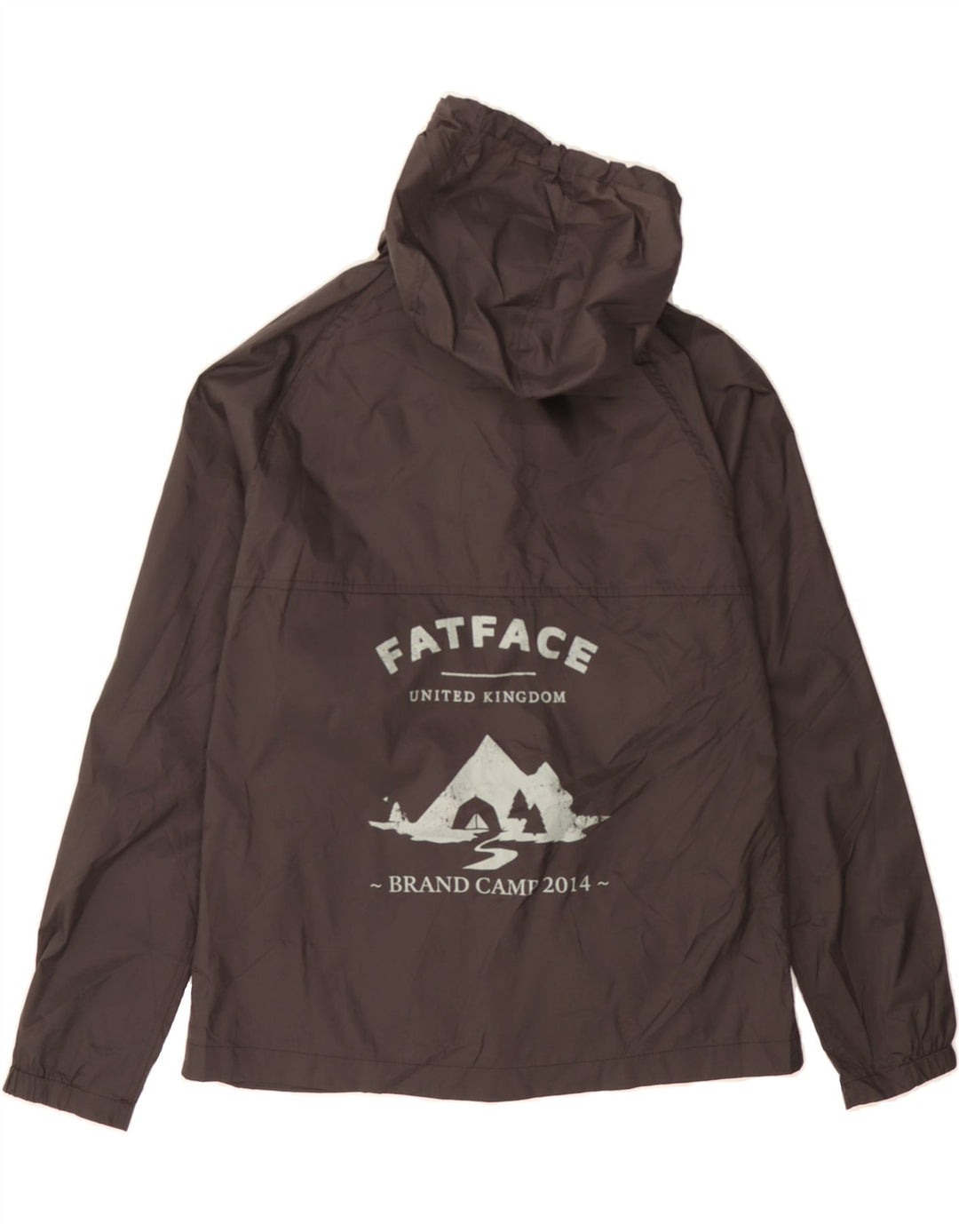 FAT FACE Womens Graphic Hooded Rain Jacket UK 10 Small Black Nylon Vintage Fat Face and Second-Hand Fat Face from Messina Hembry 