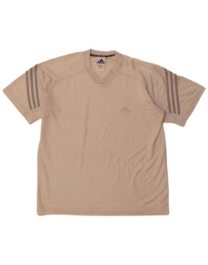 ADIDAS Herre T-Shirt Top UK 42/44 Stor Beige Polyester