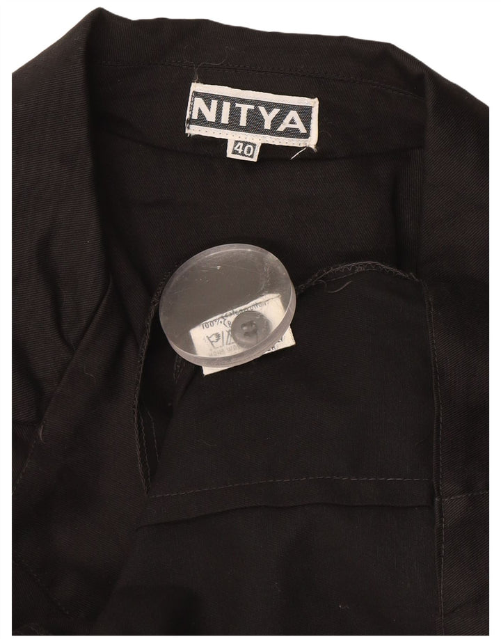 Nitya Chaqueta Blazer de Manga 3/4 con 3 Botones para Mujer IT 40 Small Black Cotton