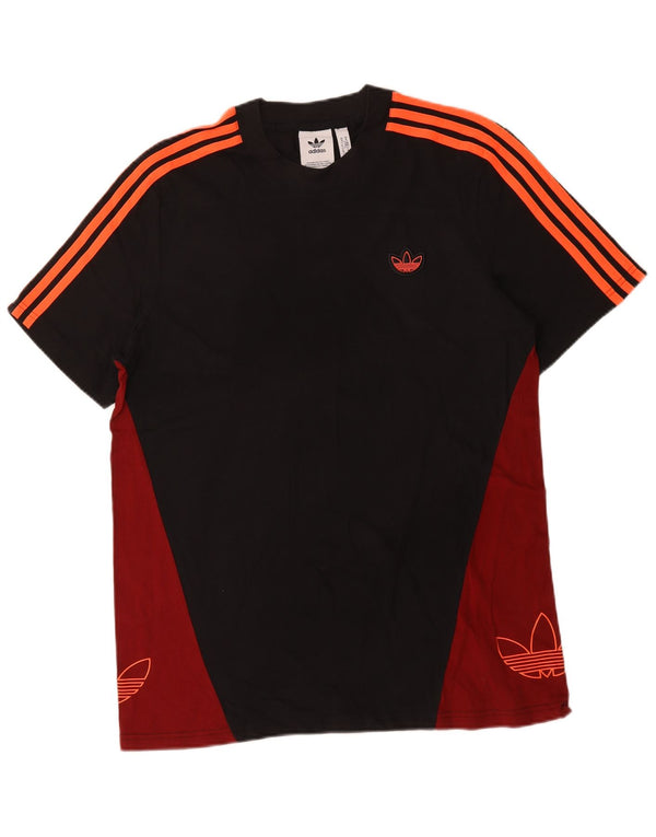 Adidas Mens Graphic T-Shirt Top Medium Black Colourblock Cotton