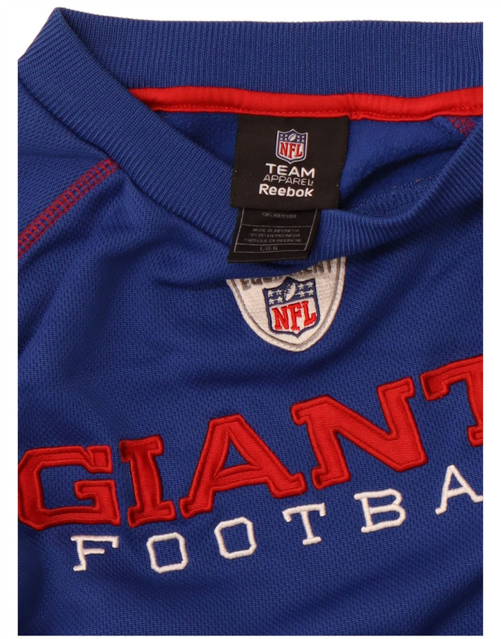 REEBOK Mens Giants Graphic Top Long Sleeve Large Blue Polyester