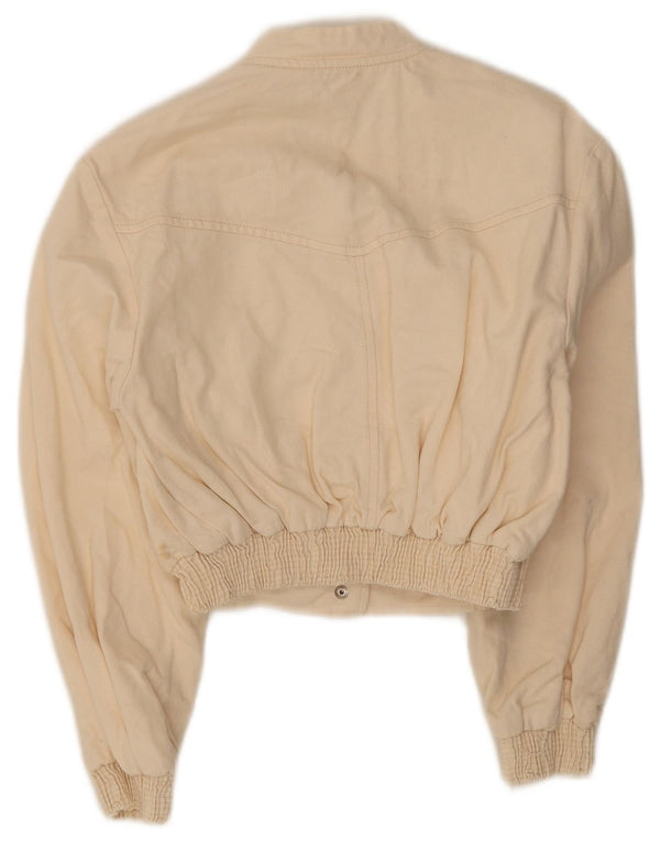 Zara Damen Crop Bomberjacke UK 10 Small Off White