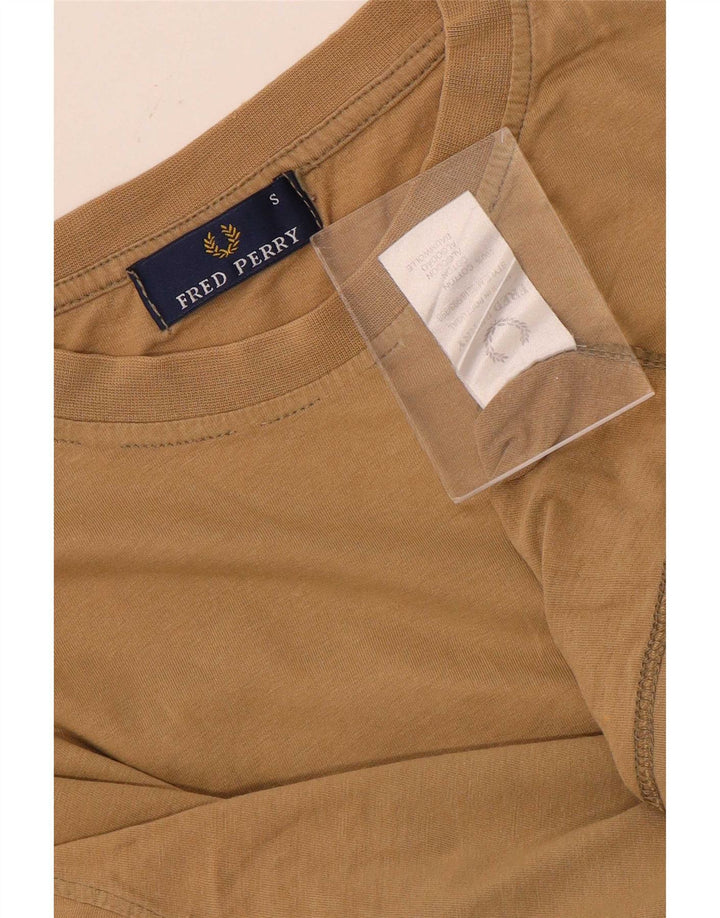 Fred Perry Mens T-Shirt Top Small Beige Cotton