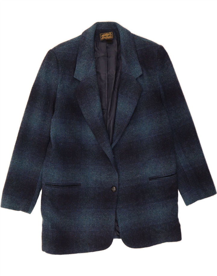EDDIE BAUER Womens Longline Blazer Jacket UK 16 Large Navy Blue Check Vintage Eddie Bauer and Second-Hand Eddie Bauer from Messina Hembry 