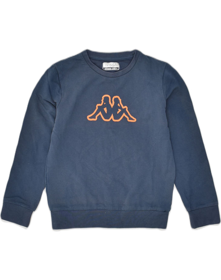 KAPPA Boys Graphic Sweatshirt Jumper 9-10 Years Navy Blue Cotton | Vintage Kappa | Thrift | Second-Hand Kappa | Used Clothing | Messina Hembry 
