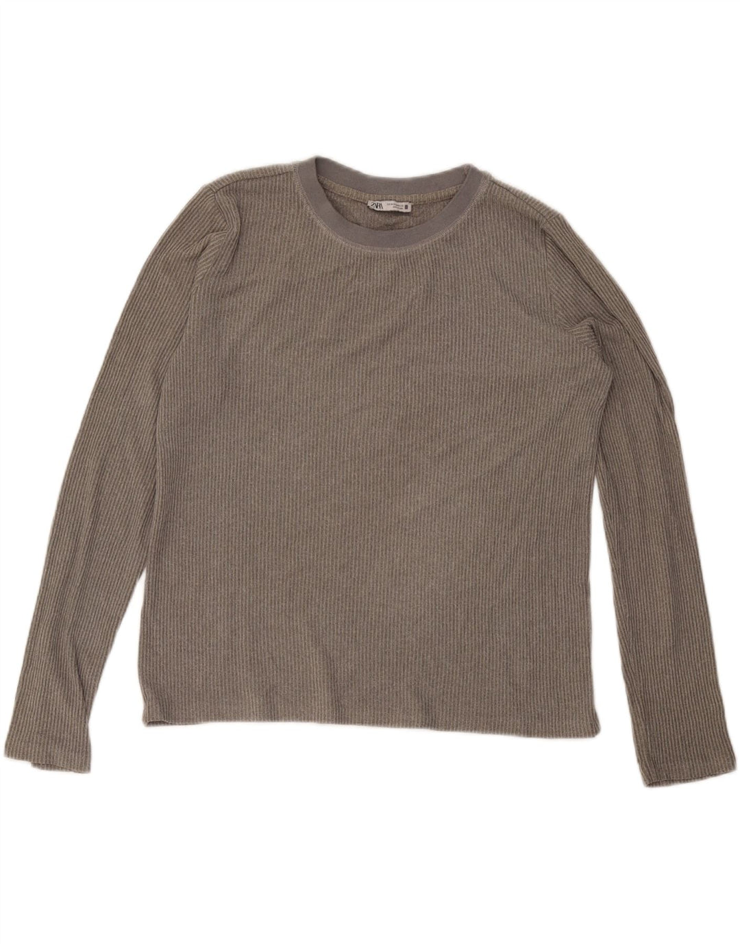 Zara Womens Top Long Sleeve UK 14 Medium Grey