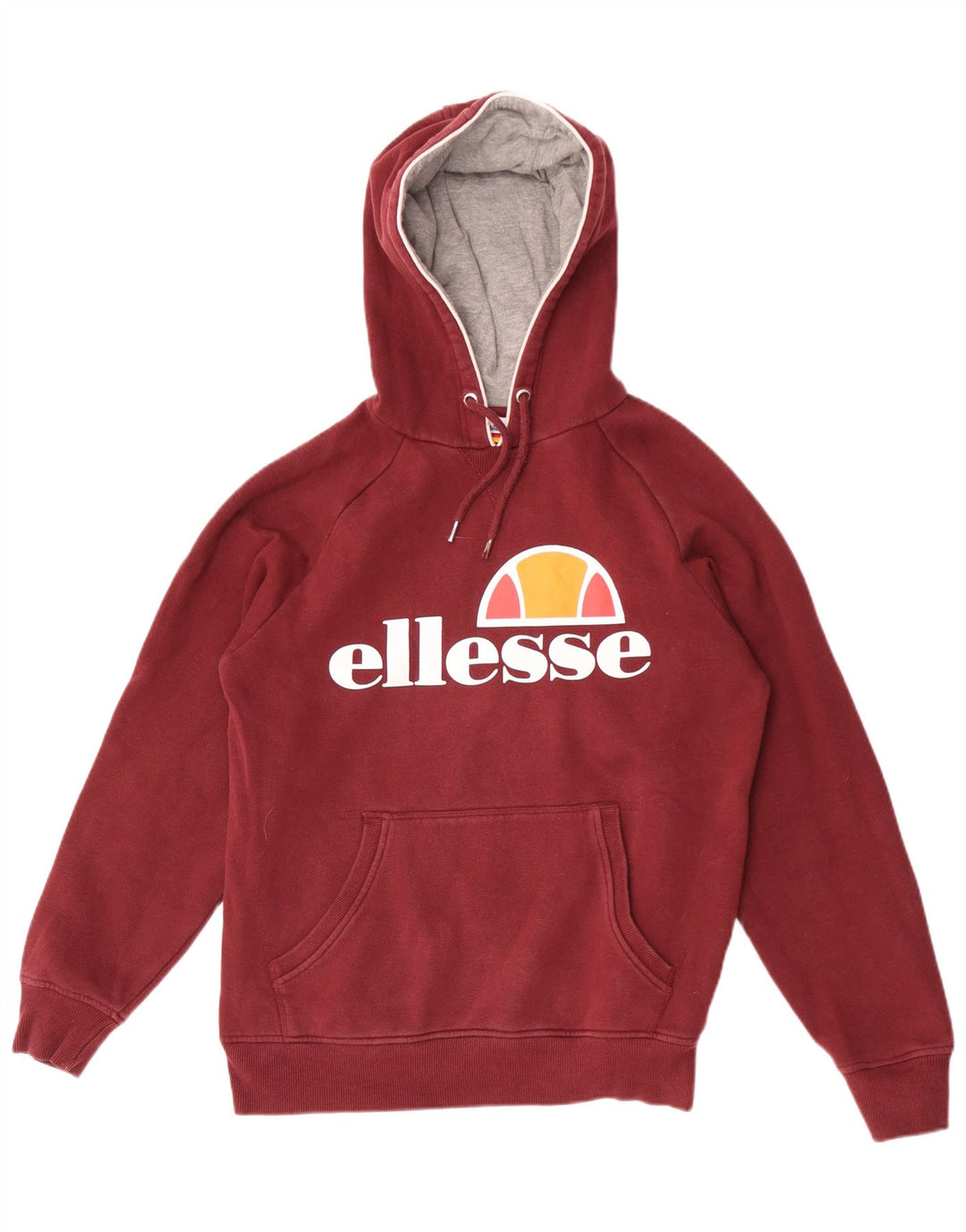 Ellesse Mens Graphic Hoodie Jumper Medium Maroon Cotton