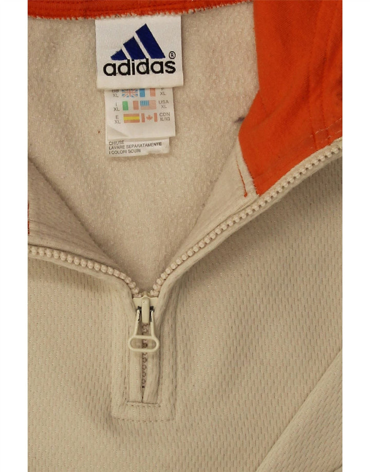 Adidas Mens Zip Neck Hoodie Jumper XL Beige Polyester