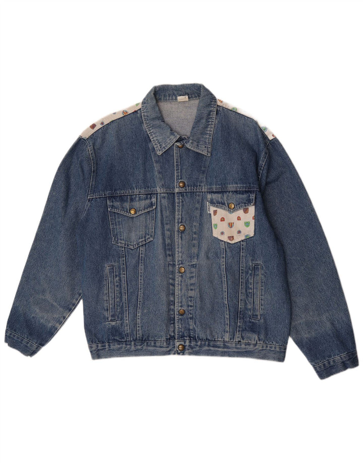CLARK Mens Denim Jacket UK 40 Large Blue Patchwork