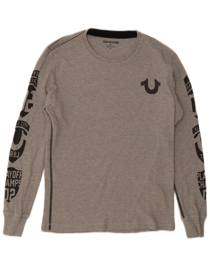 True Religion Herre grafisk top langærmet lille grå bomuld
